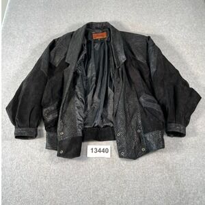 Cayenne Leather Jacket Mens Medium Black Excellent Suede Snakeskin Vintage